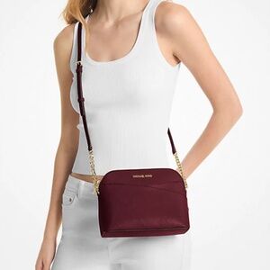MICHAEL KORS Jet Set Travel Medium Dome Crossbody Bag Oxblood NWT